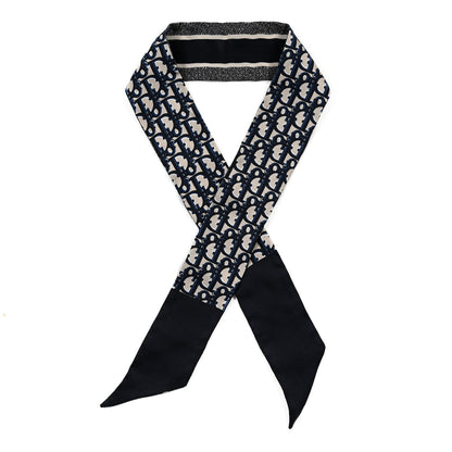 Christian Dior Silk Oblique Mitzah Scarf Blue 1 of 7