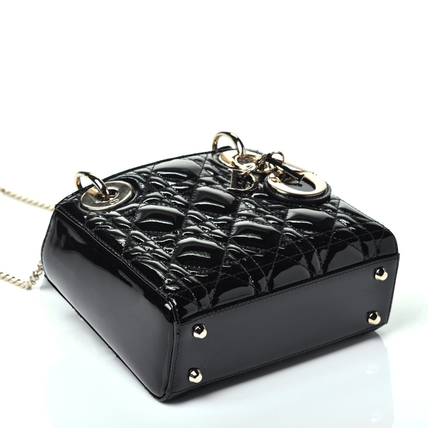 Patent Cannage Mini Lady Dior Black