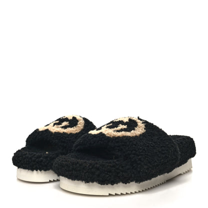 Gucci Shearling Womens Eileen Slide Sandals 37 Black Butterscotch 3 of 9