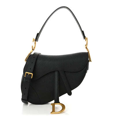 Christian Dior Grained Calfskin Saddle Bag With Strap Black 1 of 14
