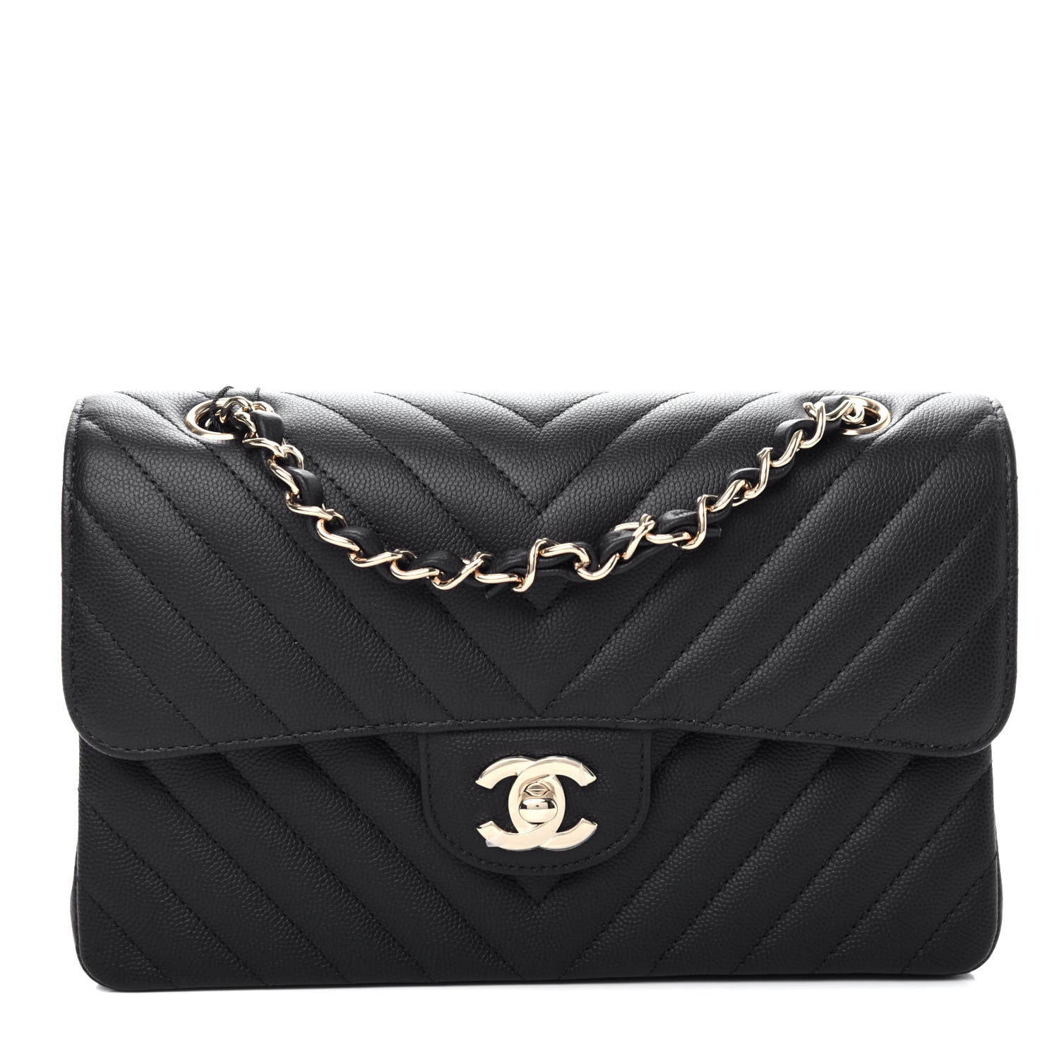 Chanel Caviar Chevron Quilted Small Double Flap Black 1 of 10