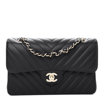 Chanel Caviar Chevron Quilted Small Double Flap Black 1 of 10
