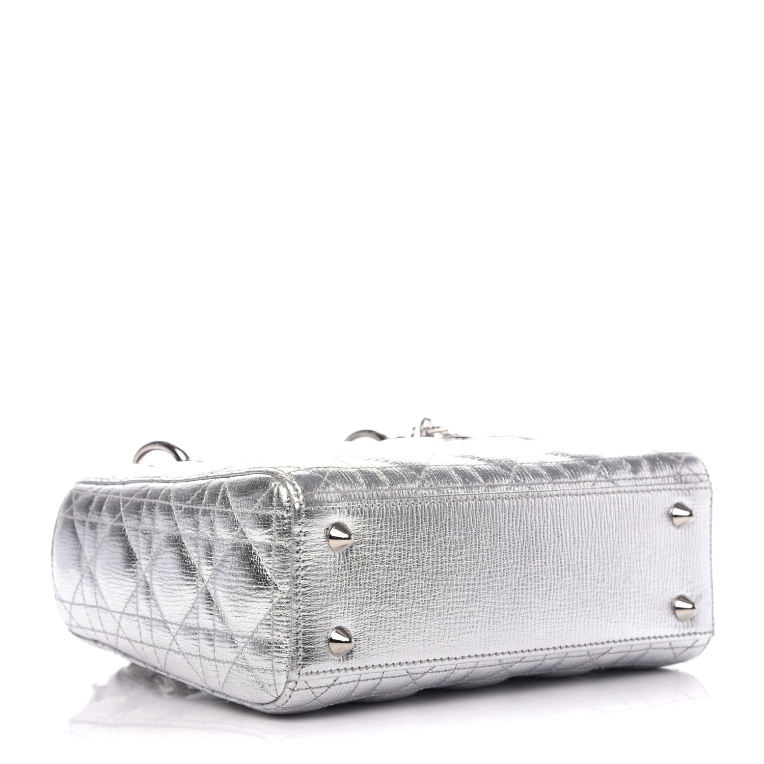 Christian Dior Metallic Grained Calfskin Cannage Small Lucky Badges My Lady Dior Silver 4 of 8