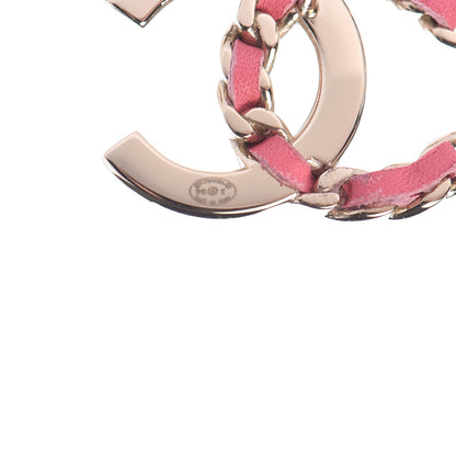 Chanel Crystal Baguette Lambskin Large CC Earrings Gold Pink 4 of 5