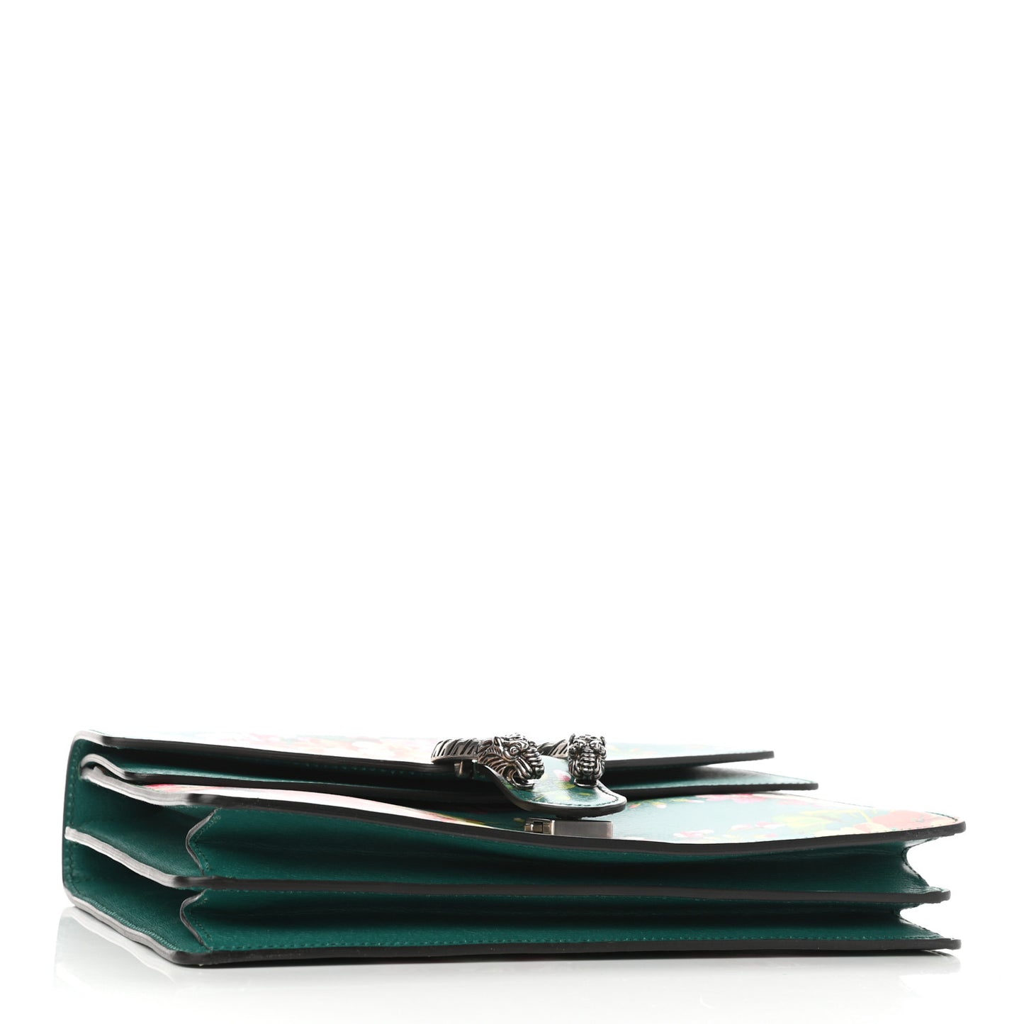 Calfskin Blooms Print Medium Dionysus Shoulder Bag Bright Emerald Multicolor