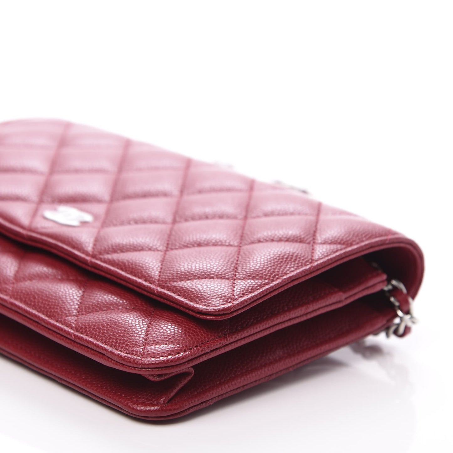 Caviar Quilted Wallet On Chain WOC Dark Red