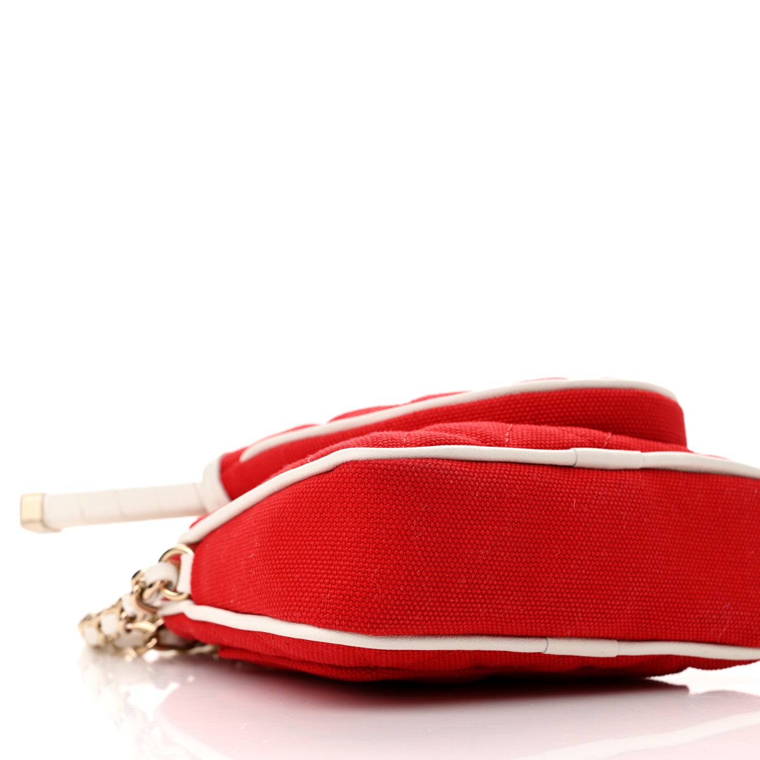 Chanel Canvas Calfskin Tennis Racket Clutch With Chain Red White 10 of 11