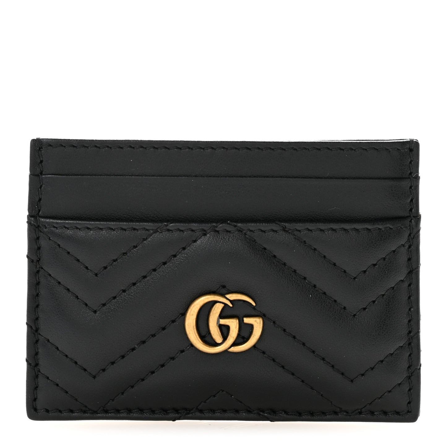 Calfskin Matelasse GG Marmont Card Holder Black