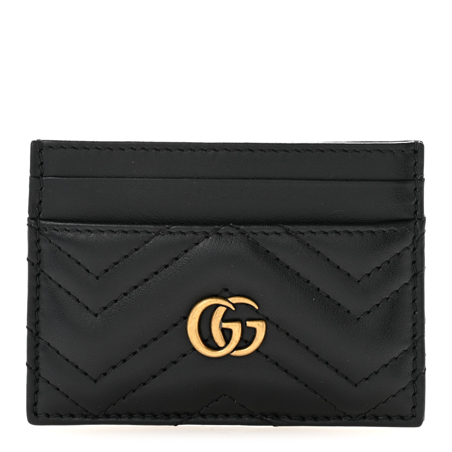 Gucci Calfskin Matelasse GG Marmont Card Holder Black 1 of 8