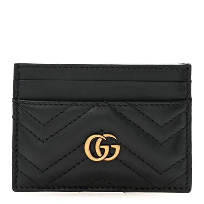 Gucci Calfskin Matelasse GG Marmont Card Holder Black 1 of 8
