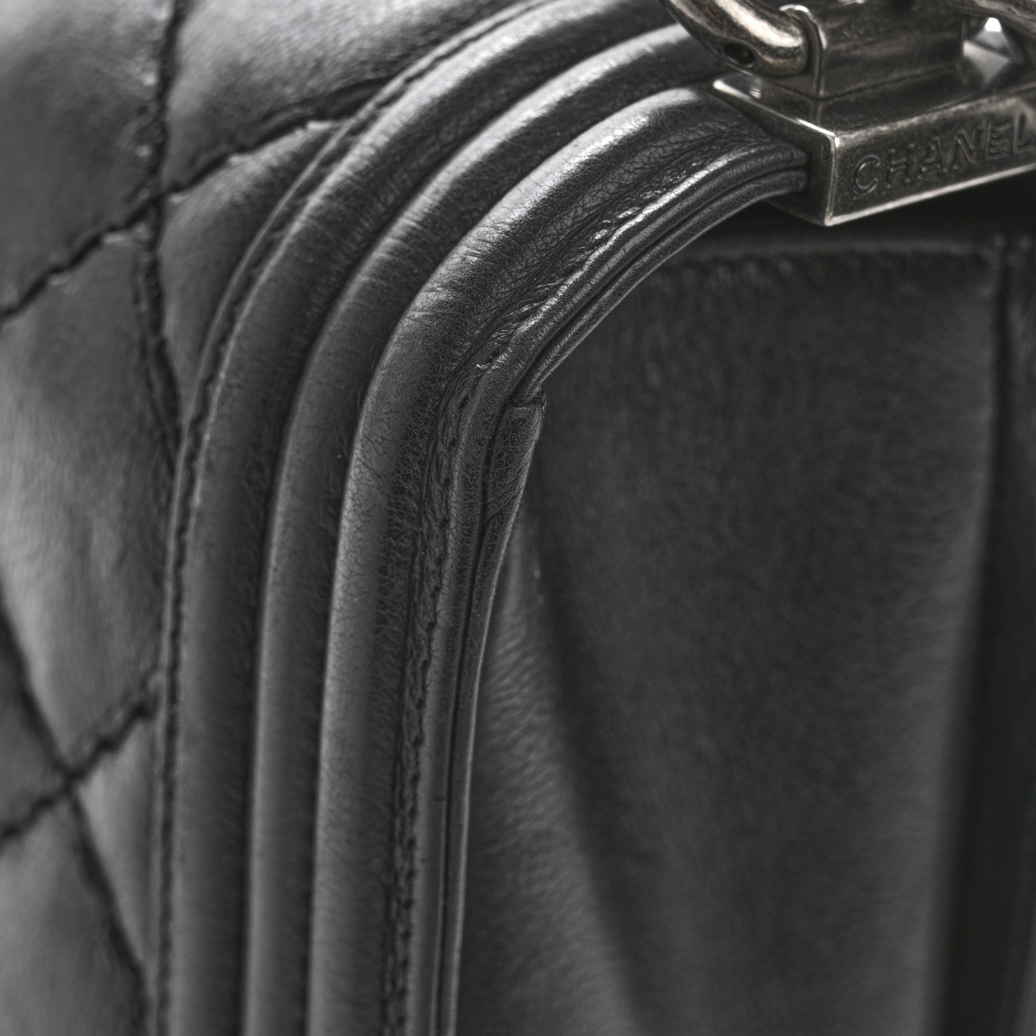 Chanel Calfskin Quilted Double Stitch New Medium Boy Flap Black 13 of 15