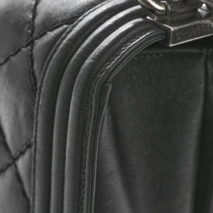 Chanel Calfskin Quilted Double Stitch New Medium Boy Flap Black 13 of 15