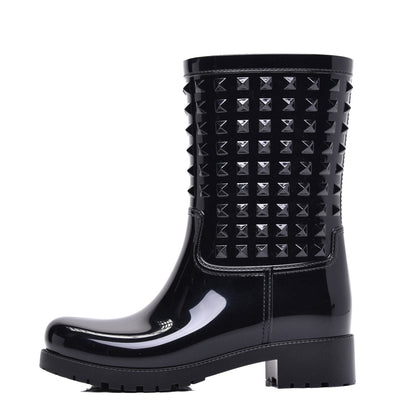 Valentino Garavani Rubber Rockstud Short Rainboots 37 Black 1 of 8