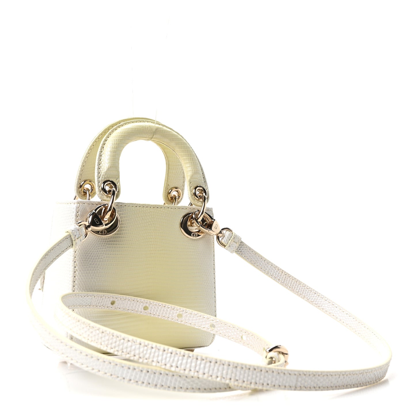 Lizard Micro Lady Dior Yellow Multicolor