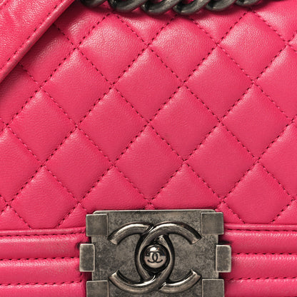 Chanel Lambskin Quilted Small Boy Flap Dark Pink 8 of 14