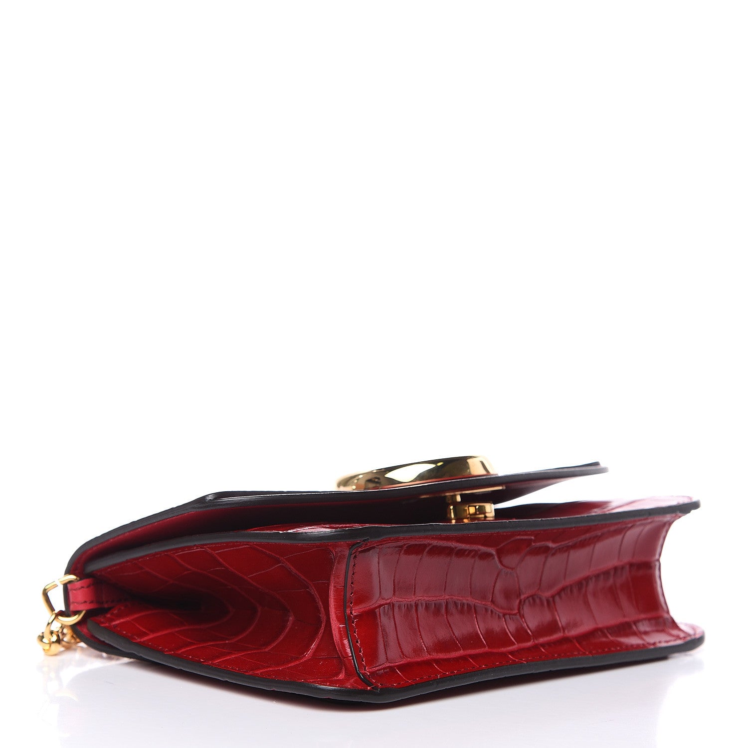 Chloe Calfskin Crocodile Embossed C Clutch With Chain Red 4 of 9