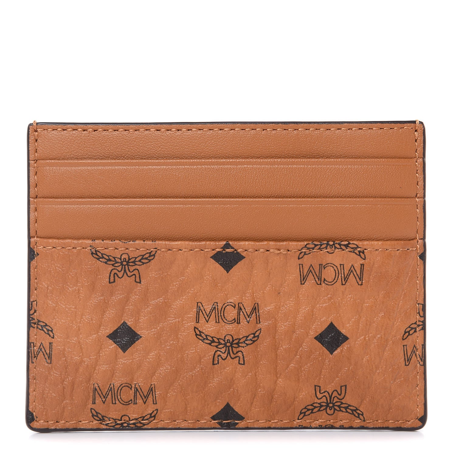 MCM Visetos Money Clip Card Case Cognac 1 of 7