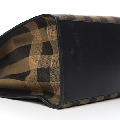 Fendi Fabric Jacquard Vitello Seta Plexiglass Pequin Gingham Large Fendi Sunshine Shopper Tote Tobacco Moro Black 9 of 11