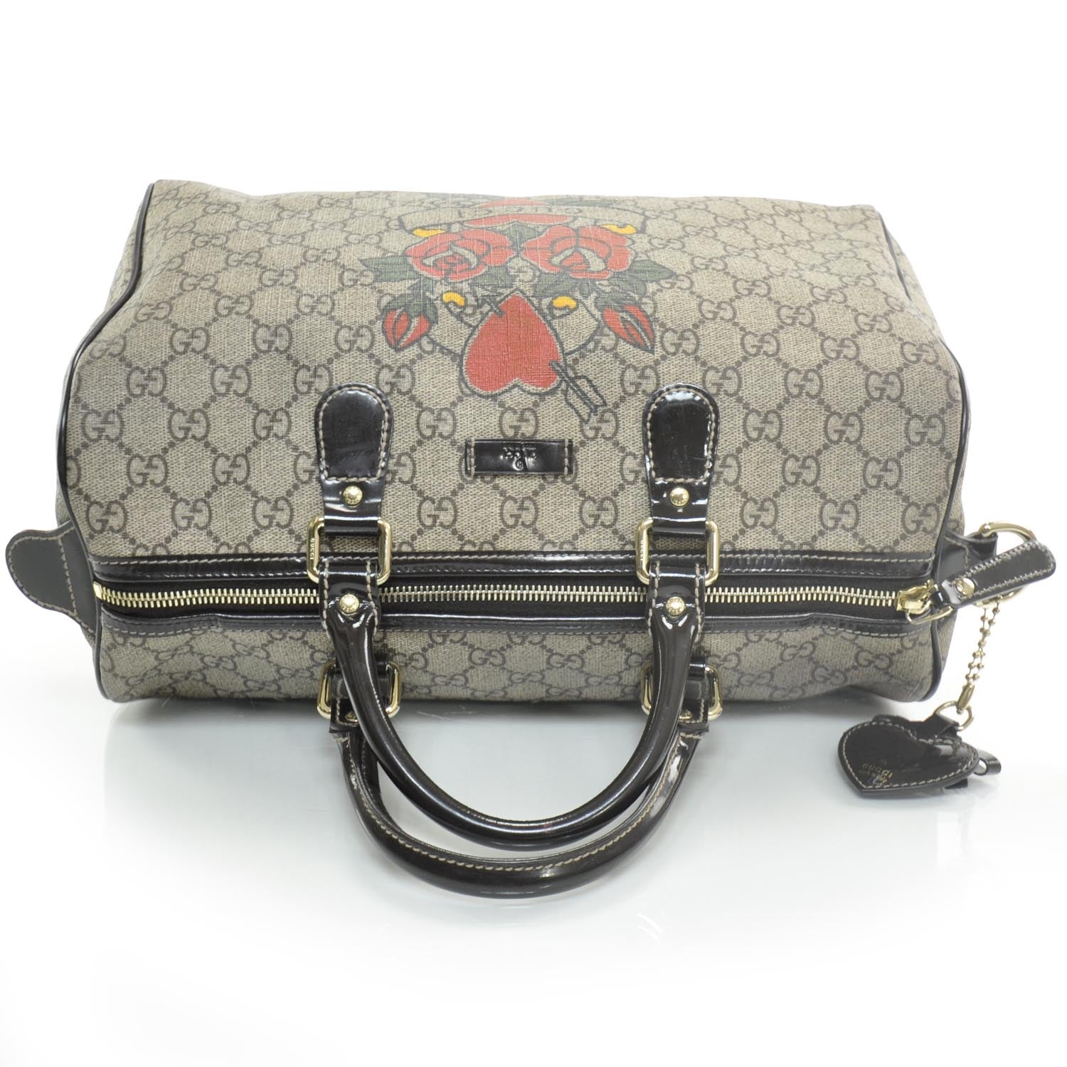 Gucci GG Plus Monogram Tattoo Heart Medium Joy Boston Dark Brown 6 of 9