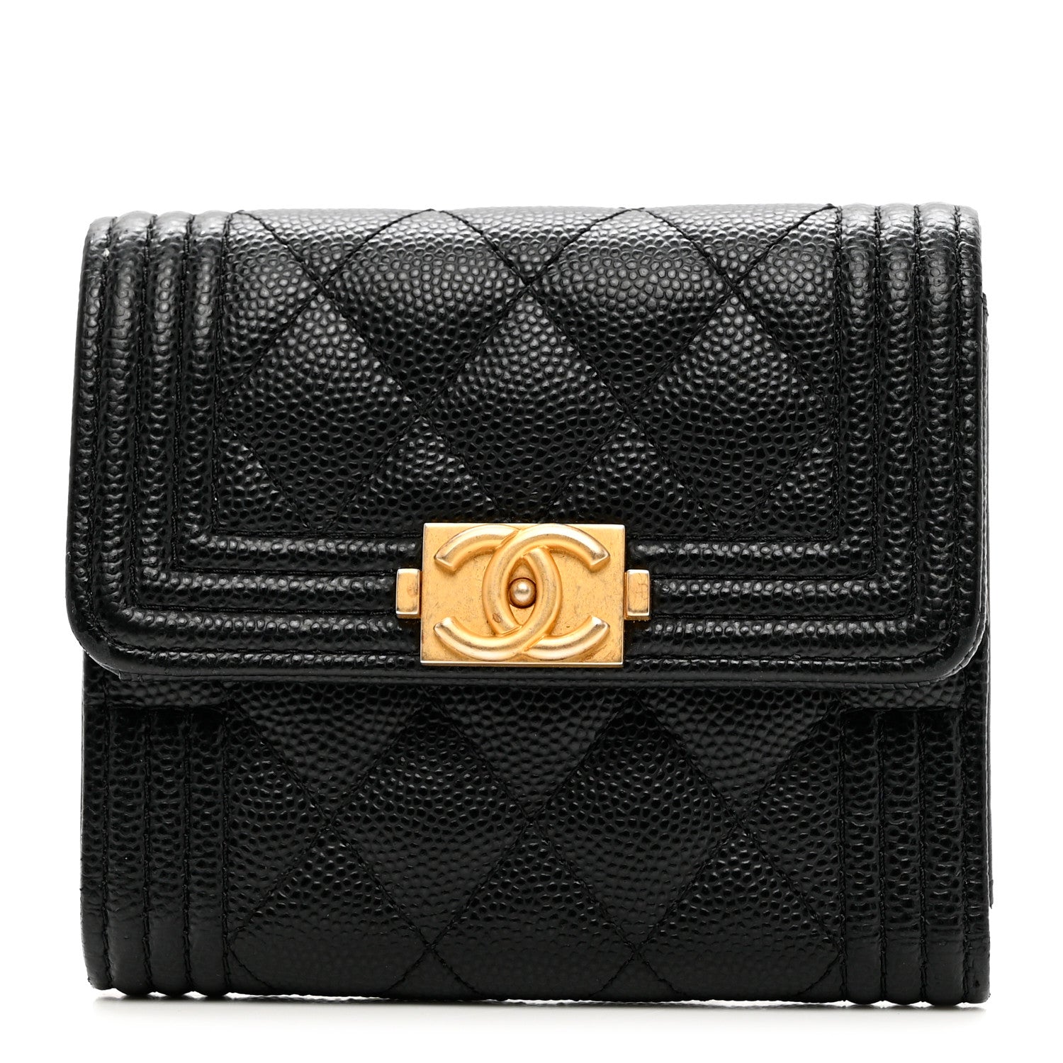 Chanel Caviar Quilted Compact Boy Wallet Black 1 of 7