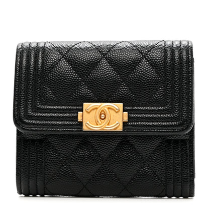 Chanel Caviar Quilted Compact Boy Wallet Black 1 of 7