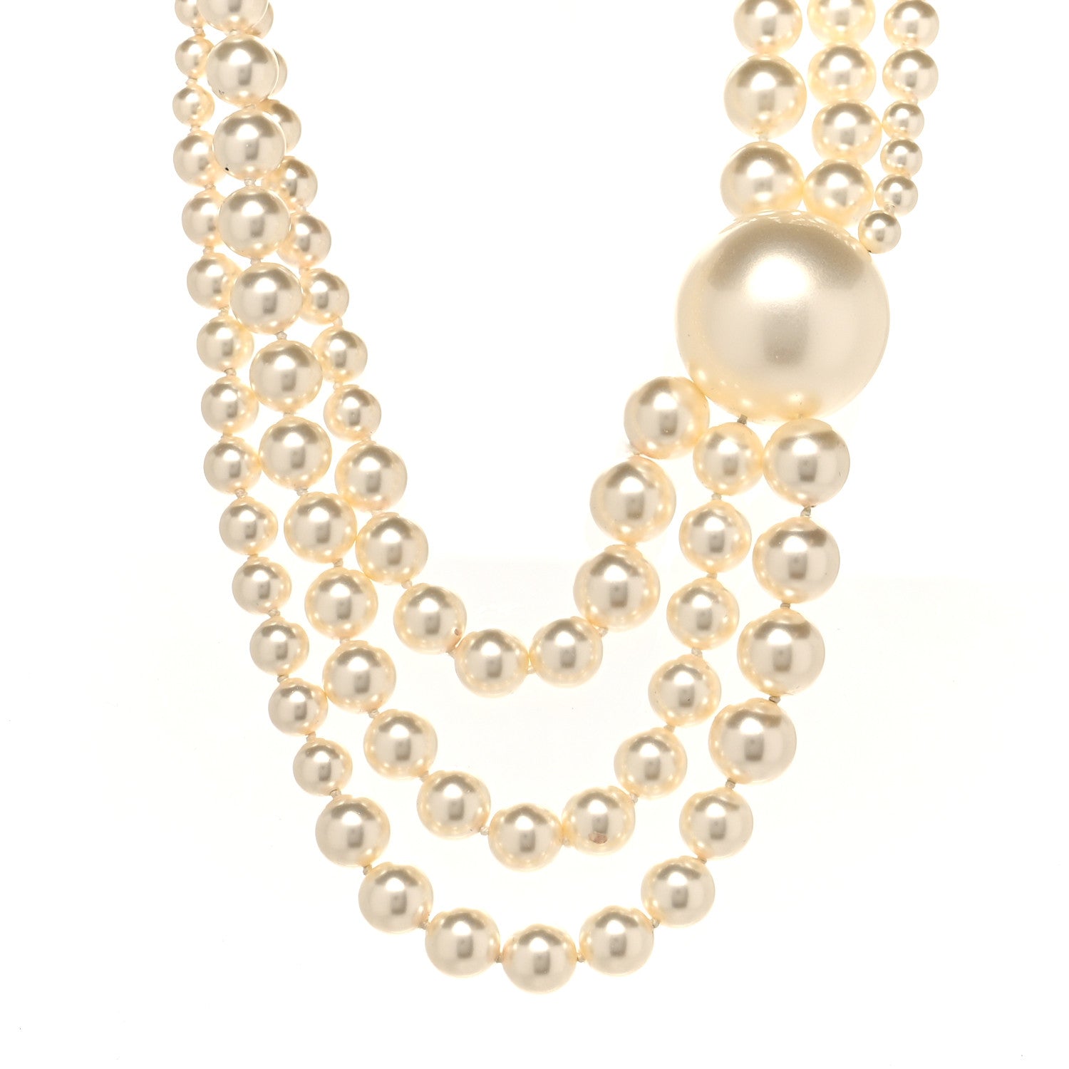 Chanel Pearl Multi Strand Short Necklace Gold 1 of 4