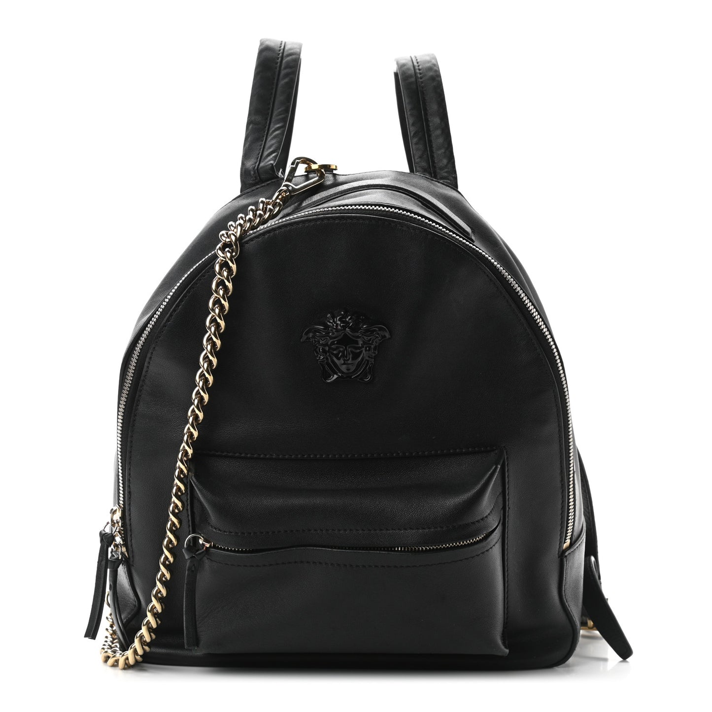 Calfskin Palazzo Medusa Chain Backpack Black