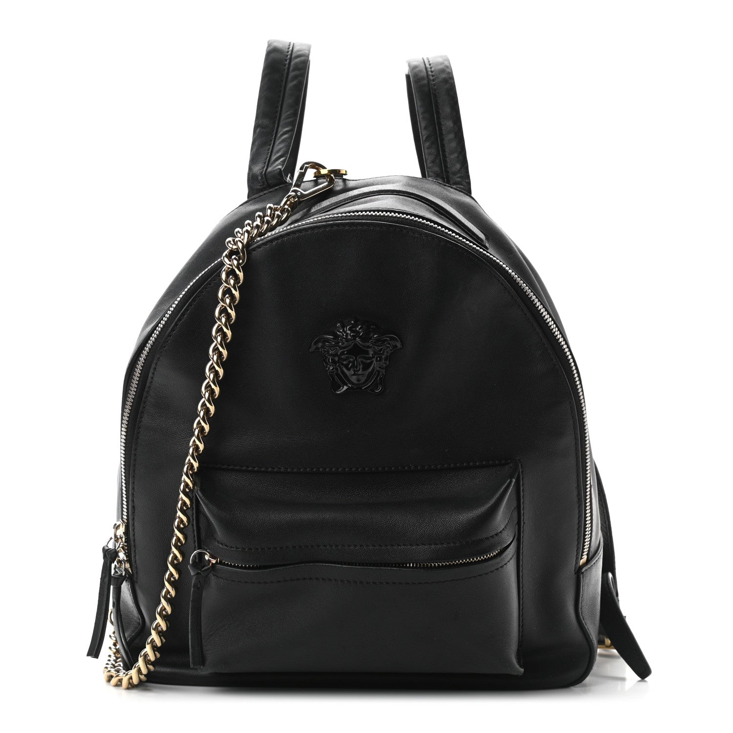 Versace Calfskin Palazzo Medusa Chain Backpack Black 1 of 16