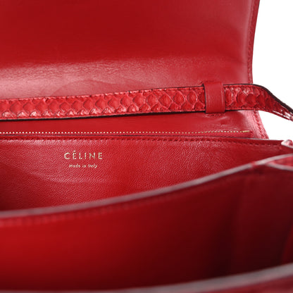 Celine Snakeskin Medium Classic Box Flap Red 6 of 9