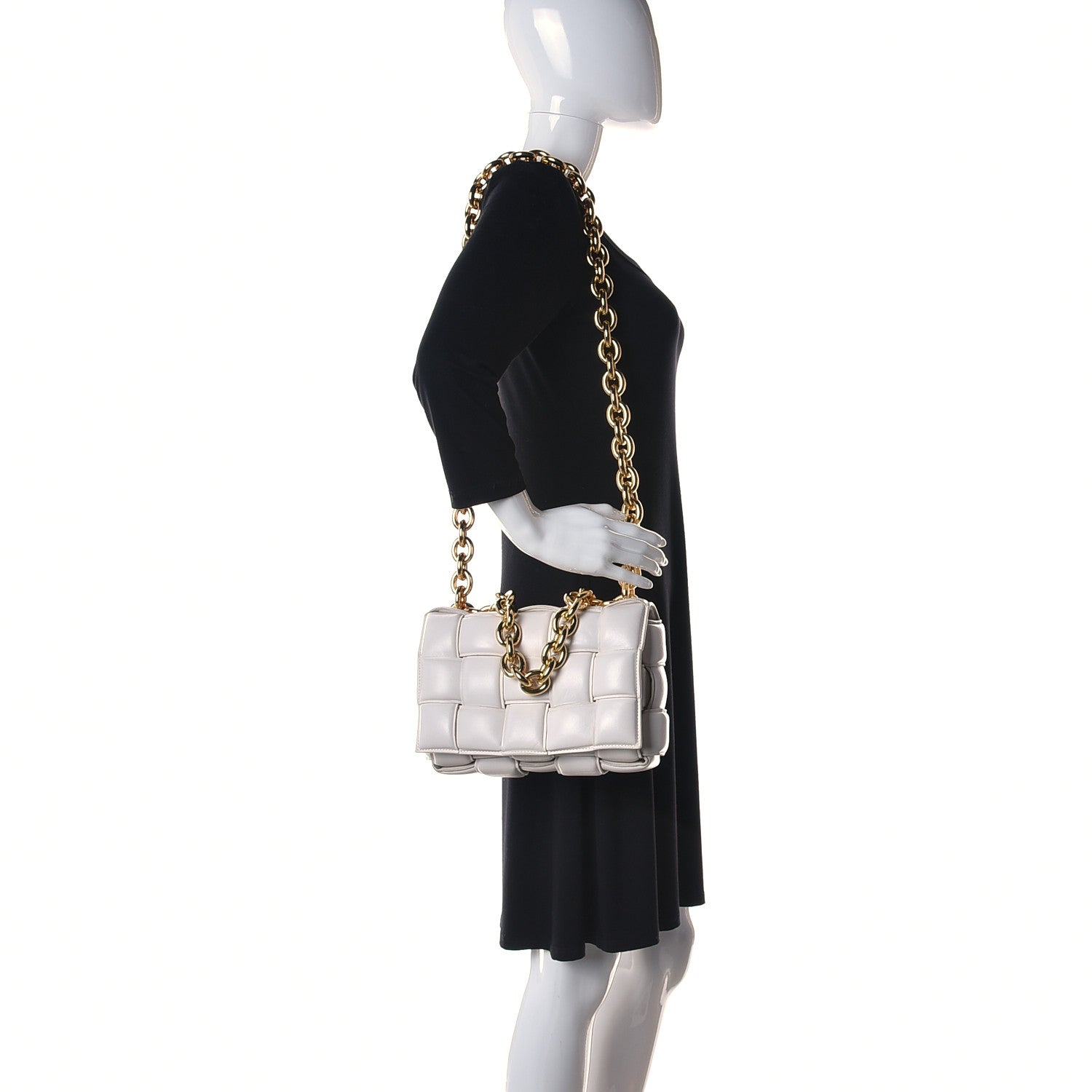 Bottega Veneta Lambskin Maxi Intreccio Padded Chain Cassette Crossbody Bag White 2 of 10