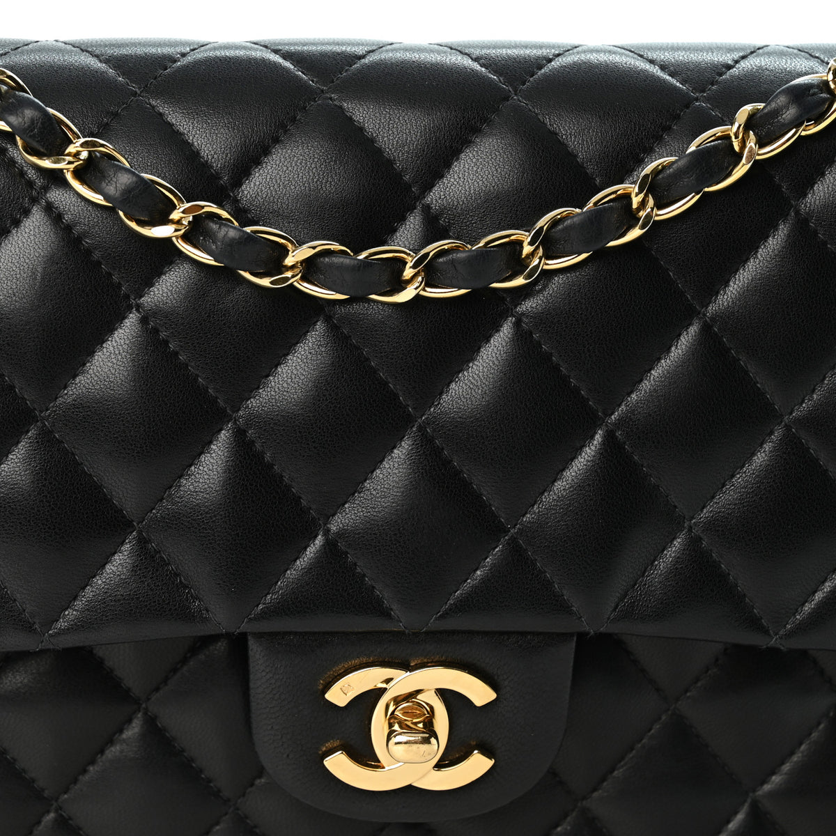 Chanel Lambskin Quilted Medium Double Flap Black 8 of 10