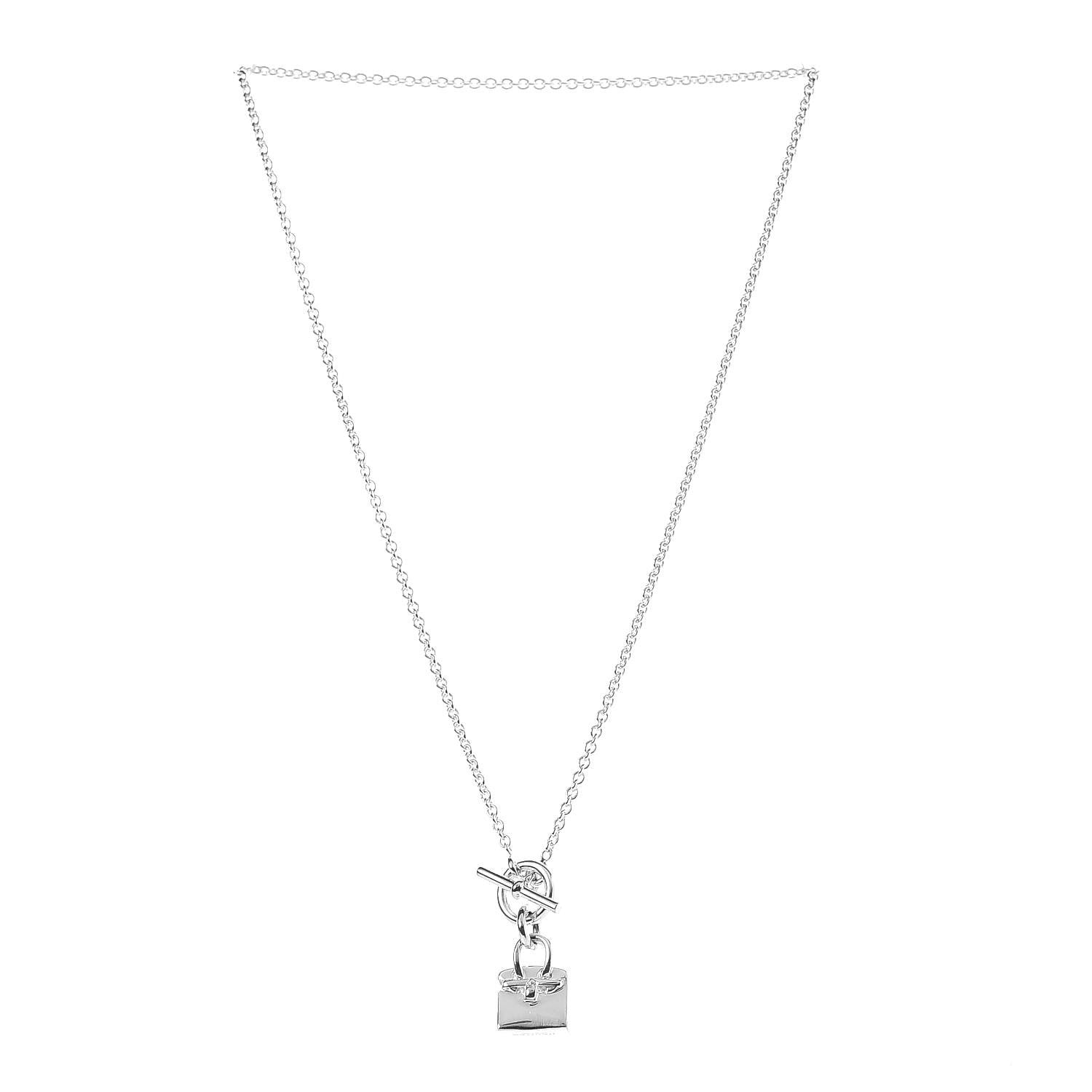 Hermes Sterling Silver Birkin Amulette Pendant Necklace 3 of 4