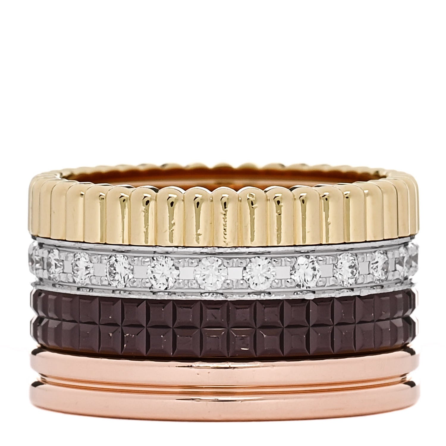 Boucheron 18K Pink Yellow White Gold Diamond PVD Large Quatre Classique Ring 51 5.75 3 of 6