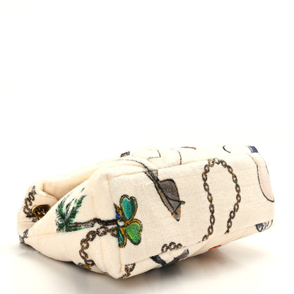 Saint Laurent Terrycloth Summer Print Quilted Small Loulou Puffer Monogram Chain Satchel Multicolor White 4 of 9