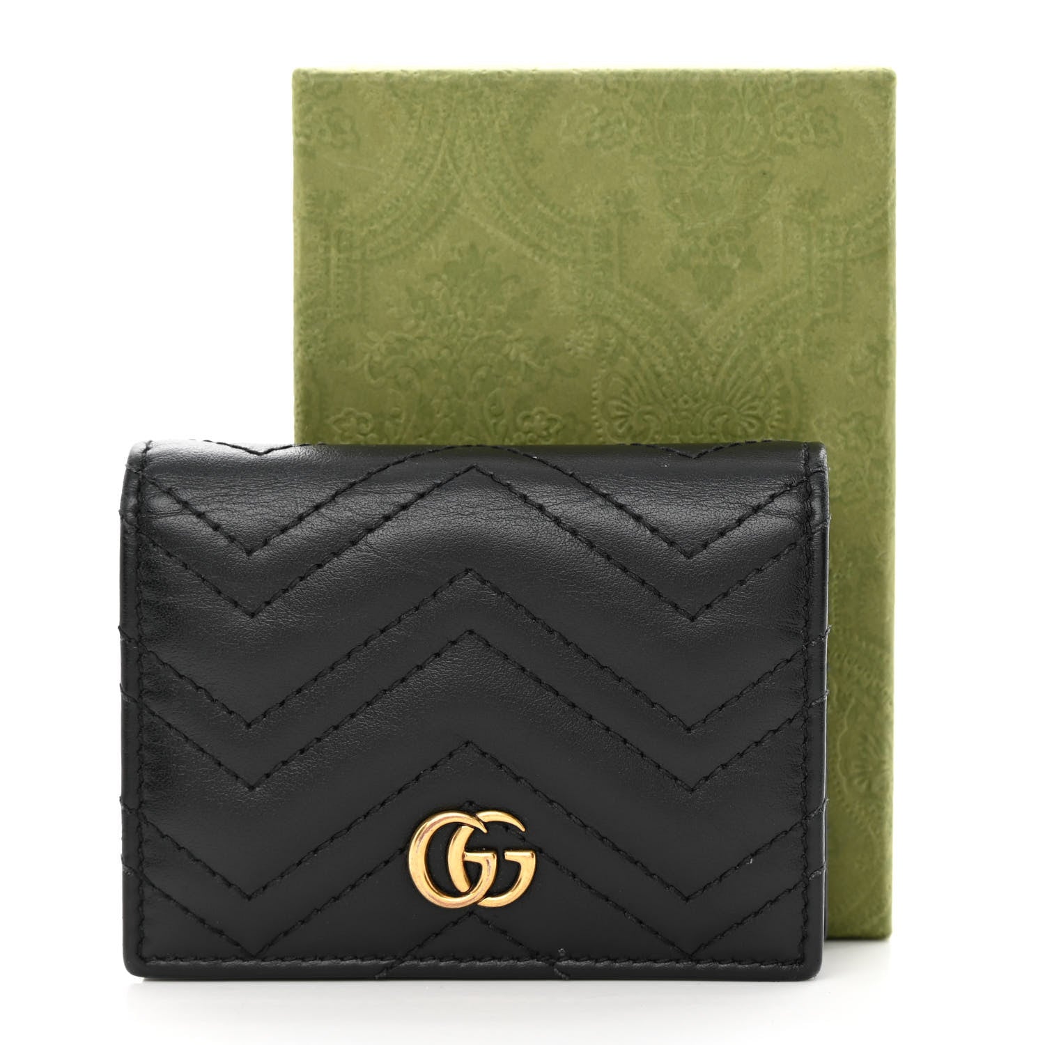 Gucci Calfskin Matelasse GG Marmont Card Case Wallet Black 14 of 14