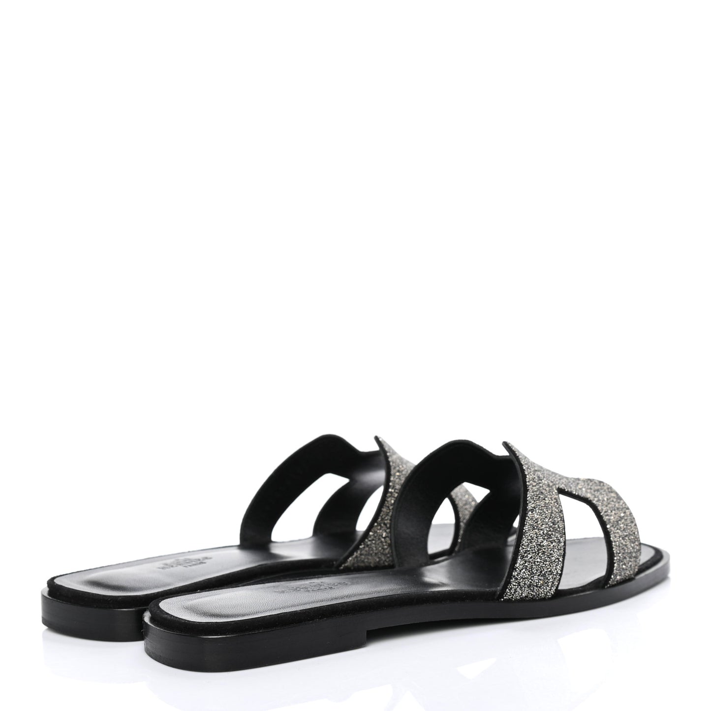 Suede Goatskin Crystal Powder Oran Sandals 38.5 Black