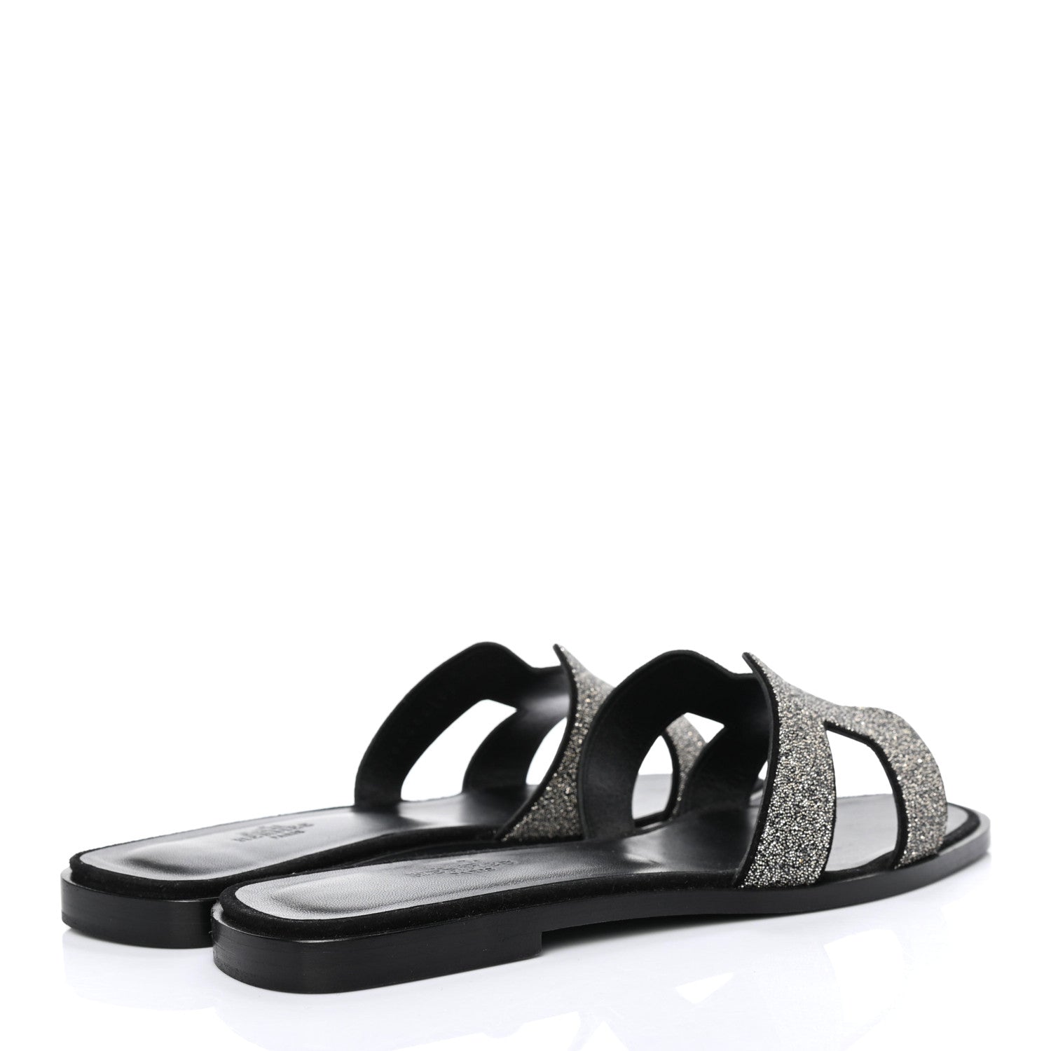 Hermes Suede Goatskin Crystal Powder Oran Sandals 38.5 Black 4 of 7