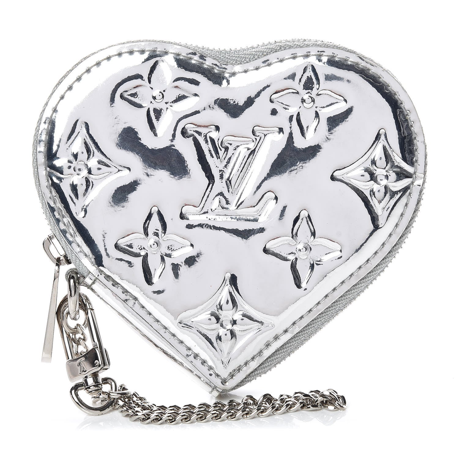 Louis Vuitton Monogram Miroir Heart Coin Purse Silver 1 of 6