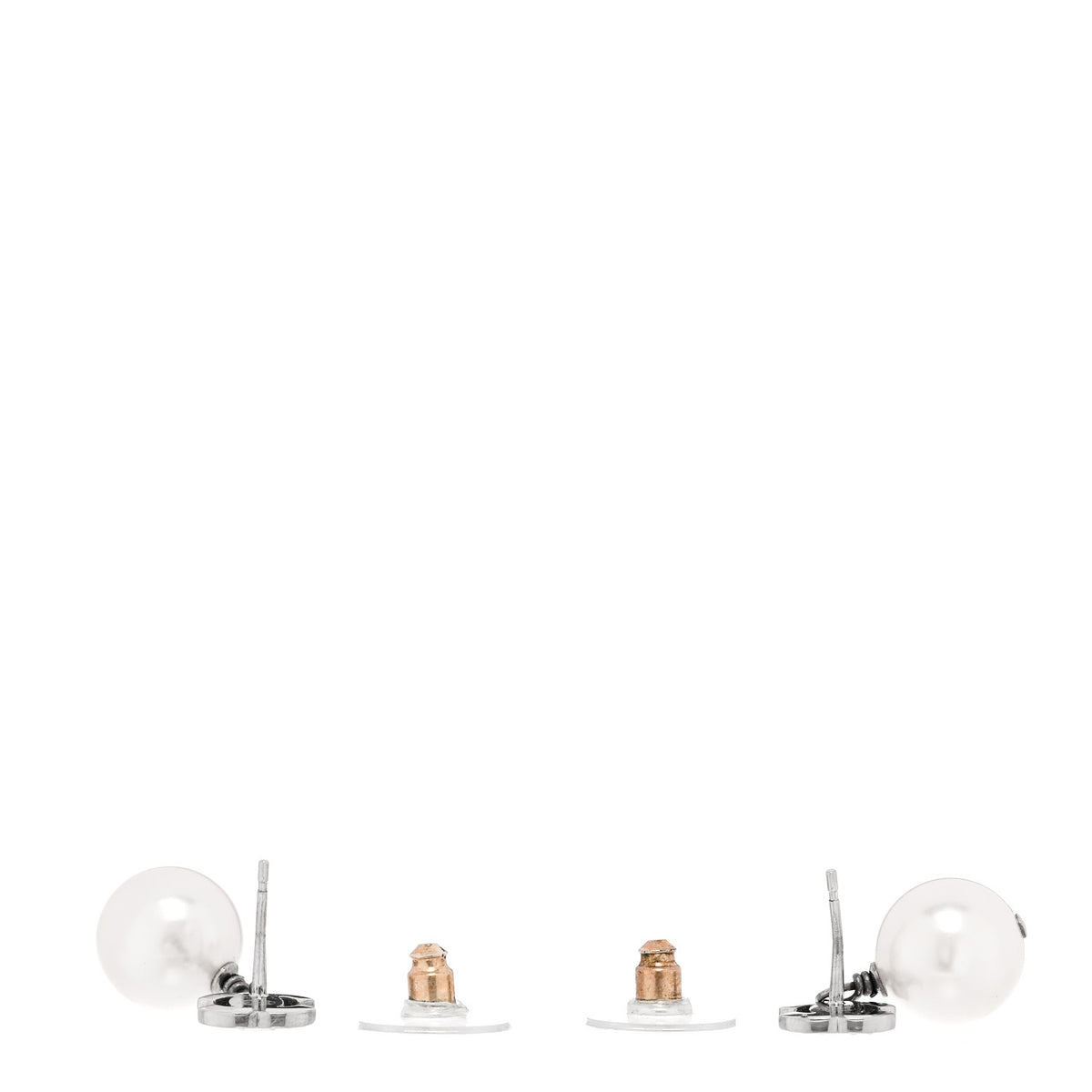 Crystal Pearl CC Drop Earrings Silver Pearly White