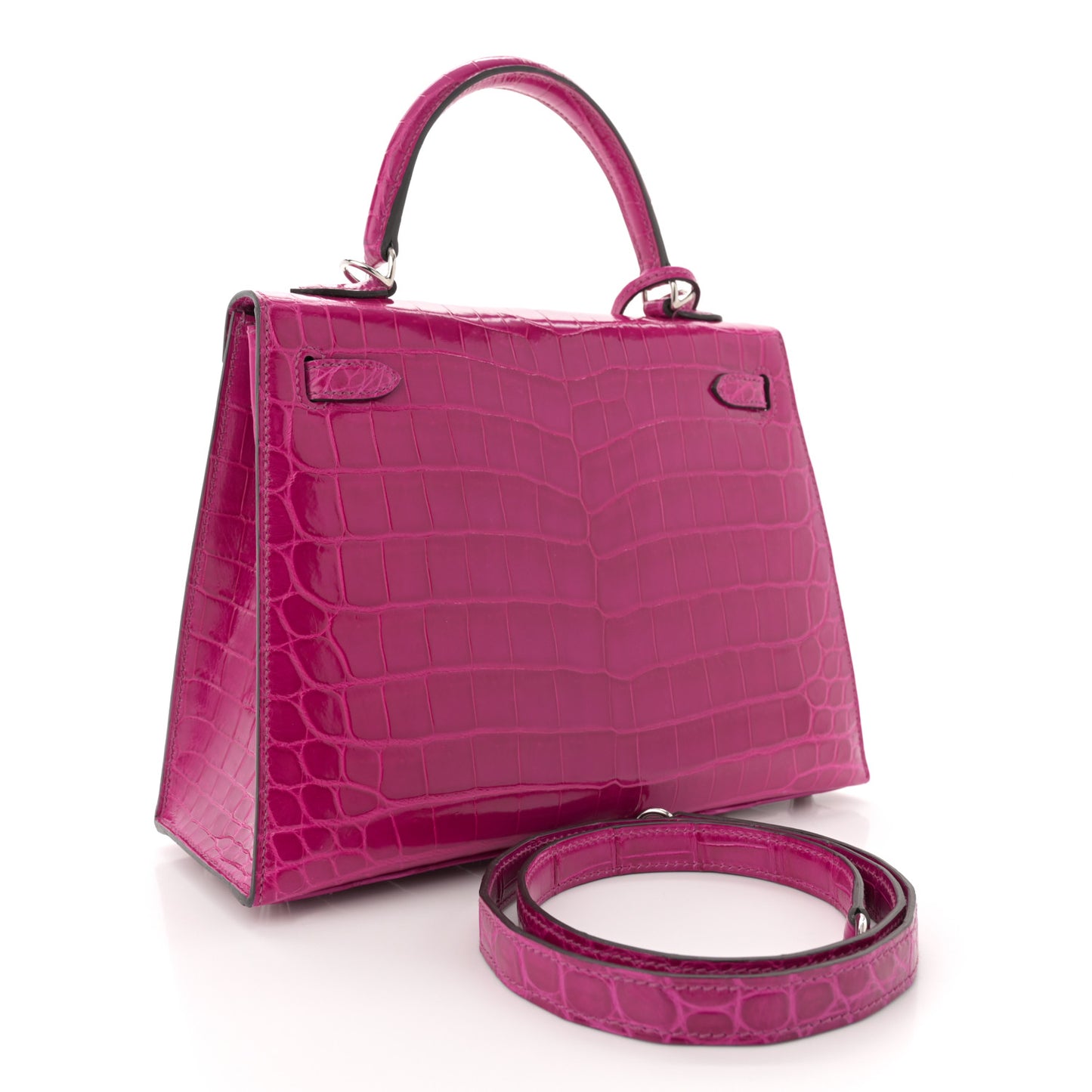 Shiny Niloticus Crocodile Kelly Sellier 25 Rose Pourpre