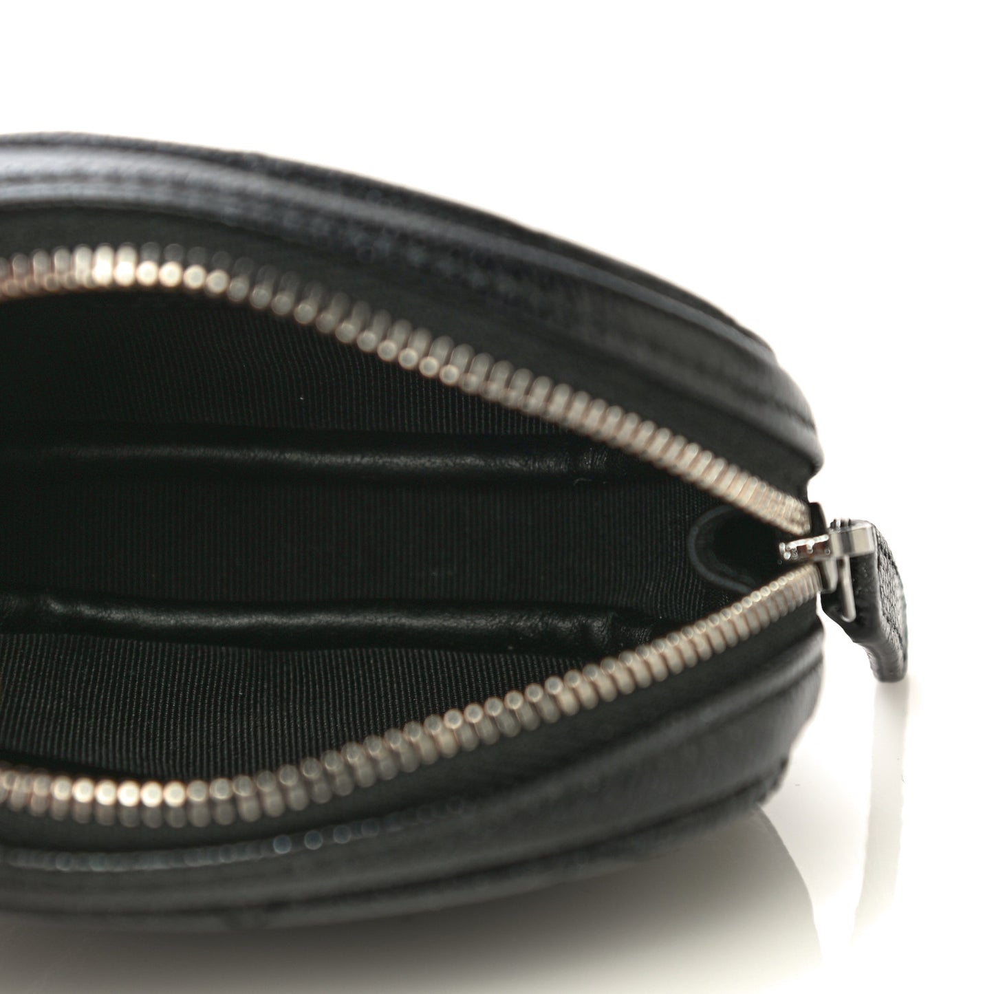 Iridescent Caviar Quilted Zip Around Classic Coin Purse Black