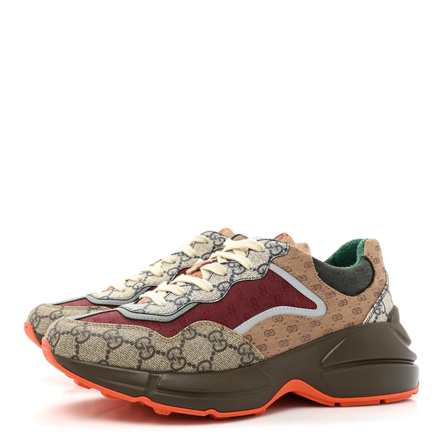 Gucci GG Supreme Monogram Mix Monogram Womens Rhyton Sneakers 40 Bordeaux Beige Ebony 3 of 10