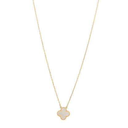 Van Cleef & Arpels 18K Yellow Gold Mother of Pearl Vintage Alhambra Pendant Necklace 1 of 6