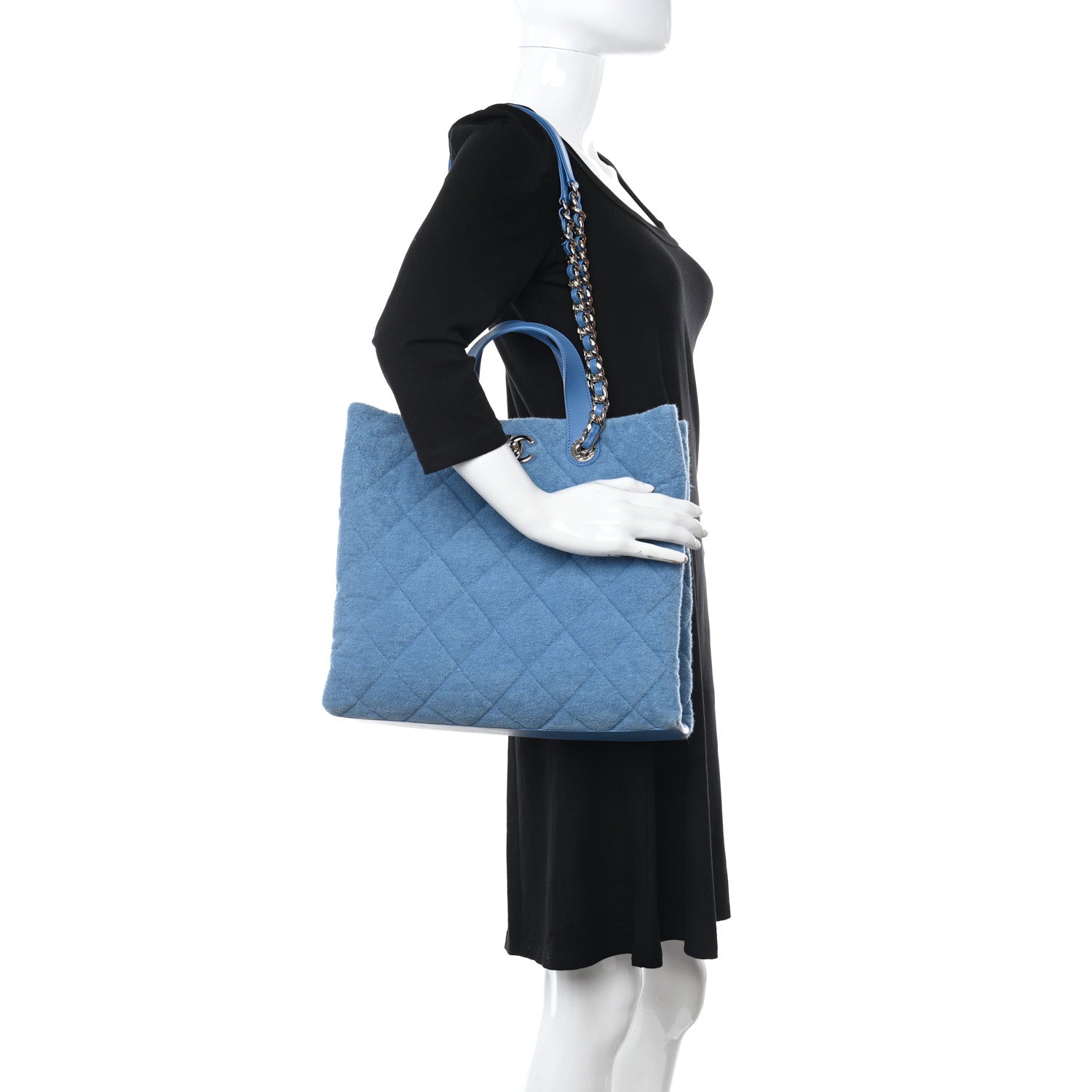 Chanel Terry Cotton Quilted Coco Beach Shopping Tote Blue 2 of 11