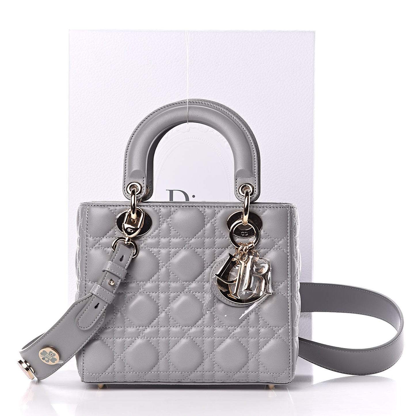 Lambskin Cannage Small Lucky Badges My Lady Dior Grey