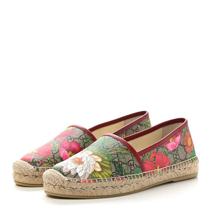 Gucci GG Supreme Monogram Tian Womens Espadrilles 38.5 Beige Multicolor Red 4 of 10