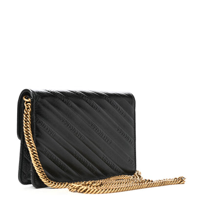 Balenciaga Shiny Goatskin Logo Embossed BB Wallet On Chain Black 3 of 8