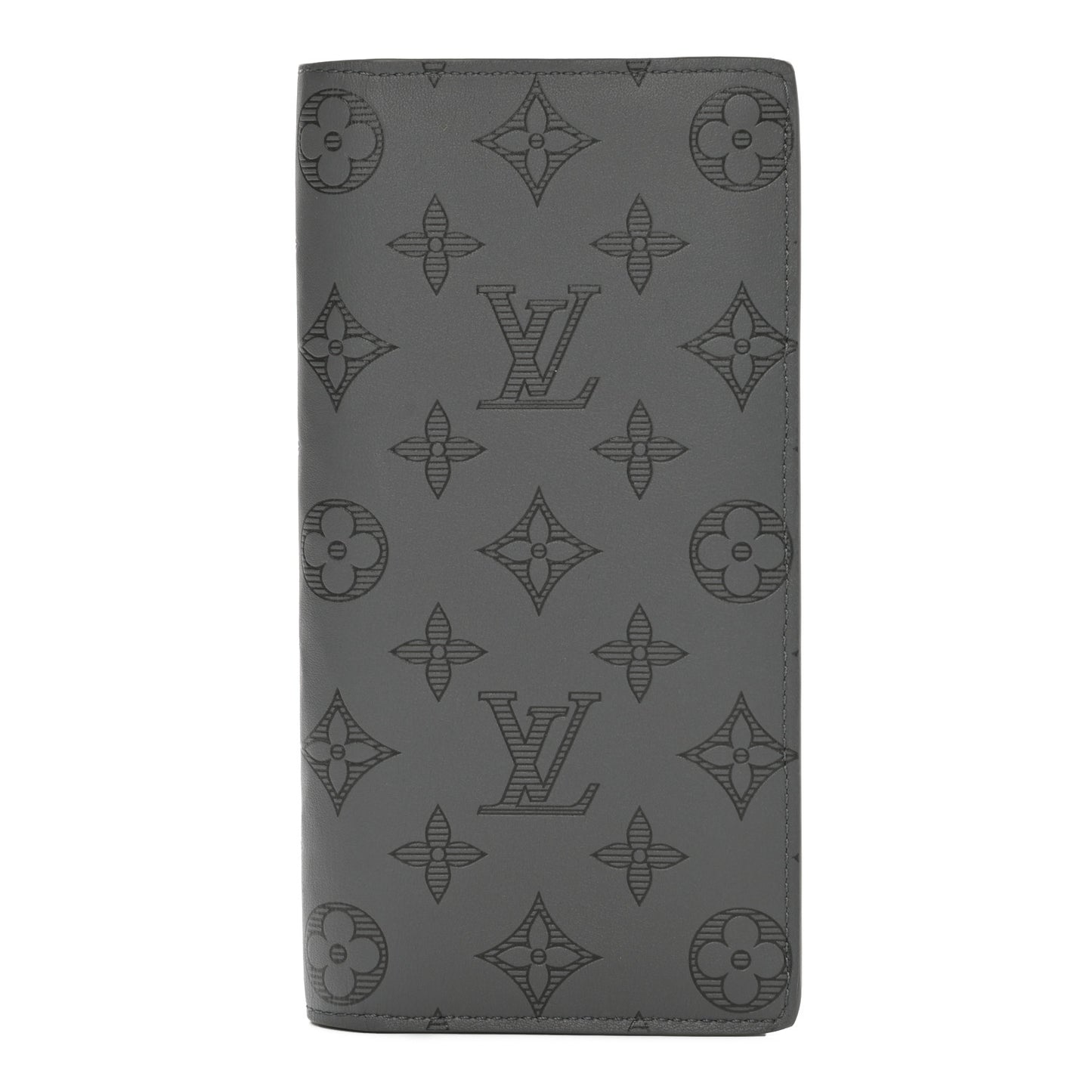 Calfskin Monogram Shadow Brazza Wallet Anthracite Gray