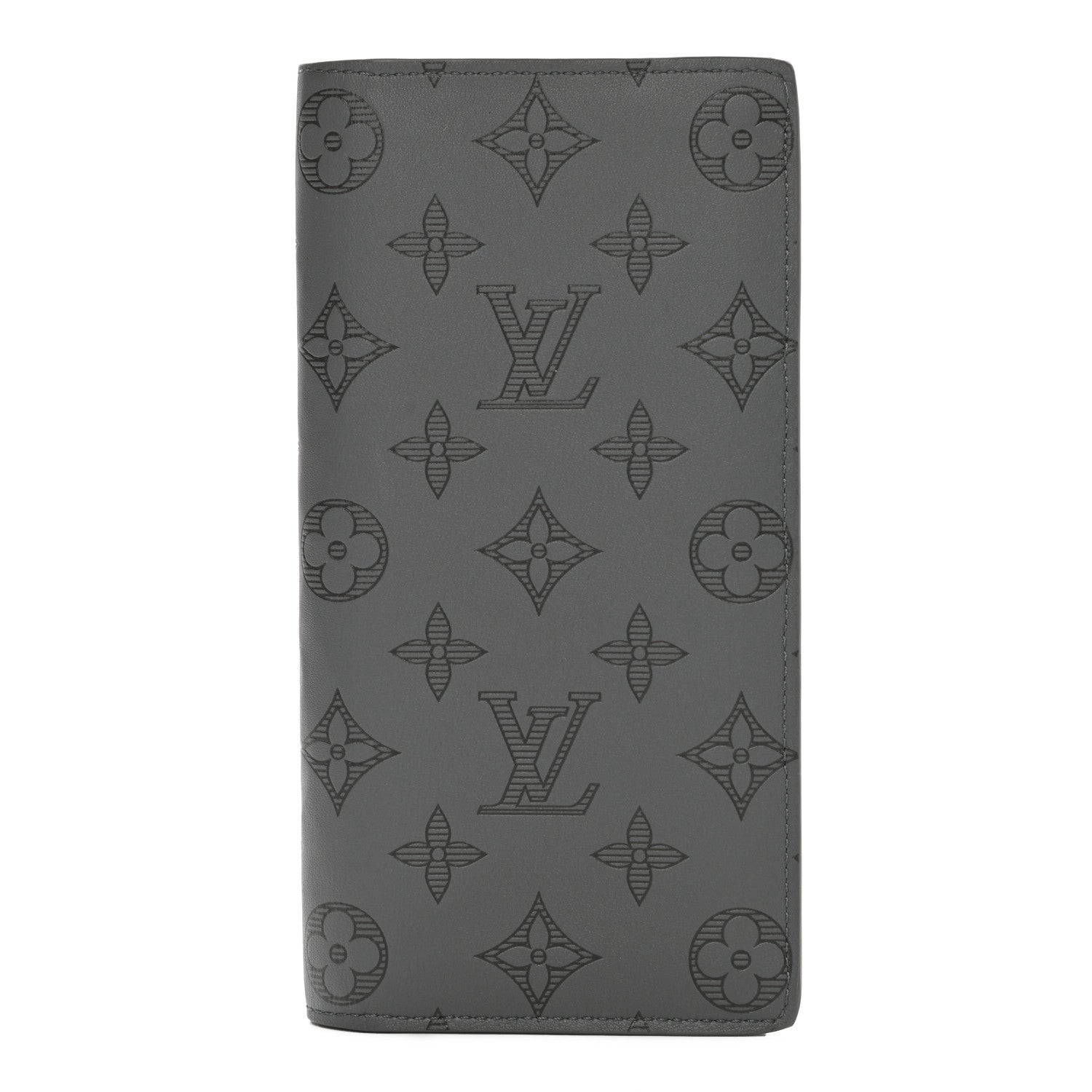 Louis Vuitton Calfskin Monogram Shadow Brazza Wallet Anthracite Gray 1 of 6