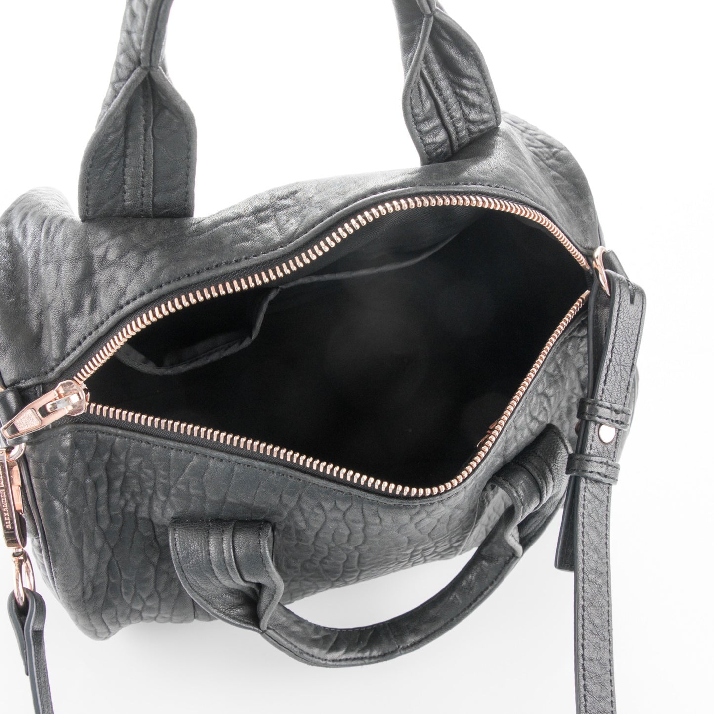 Pebbled Lambskin Rocco Black Rose Gold Hardware